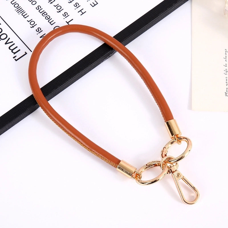 Minimalist Solid Color Pu Leather Bag Pendant Mobile Phone Chain Keychain