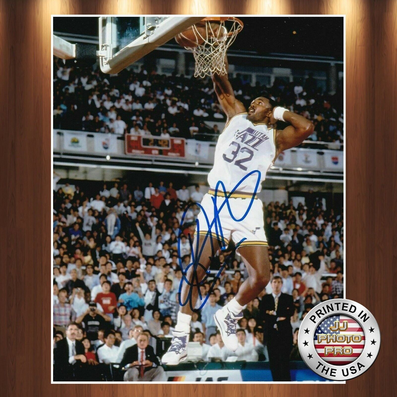 Karl Malone Autographed Signed 8x10 Photo Poster painting (HOF Jazz) REPRINT