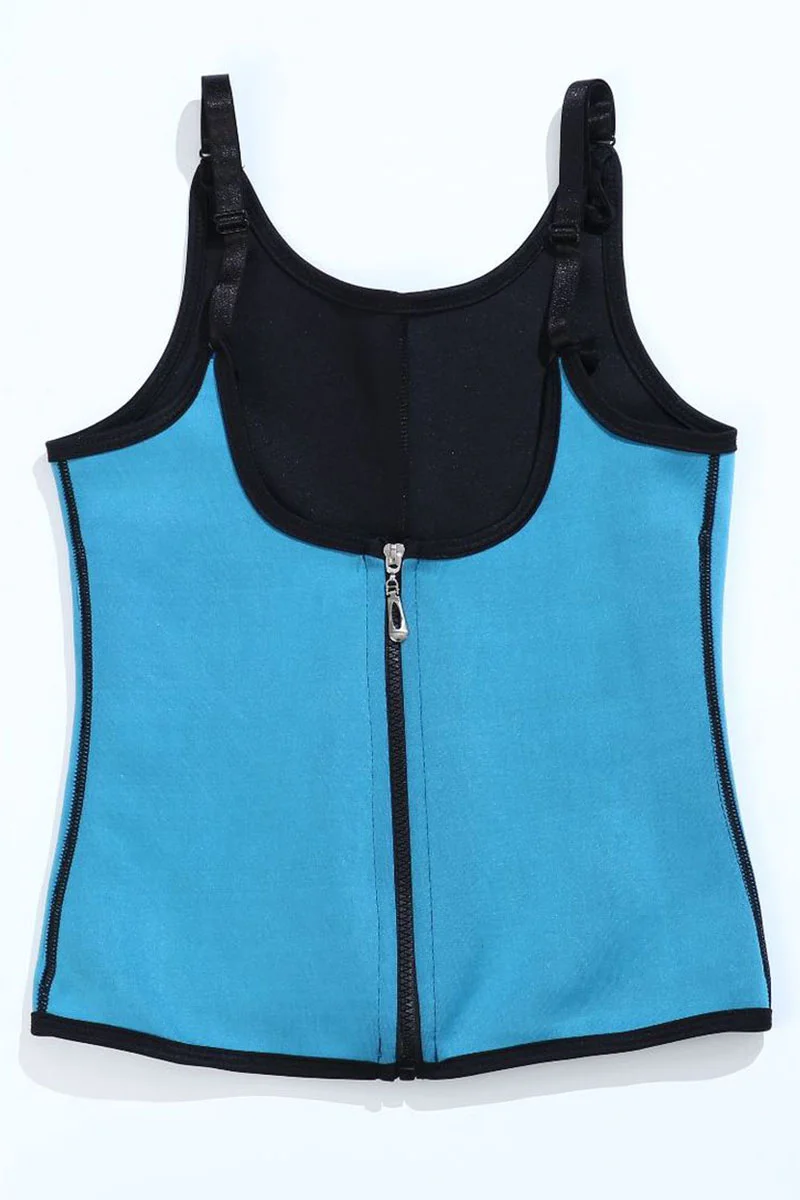Blue Fashion Casual Sportswear Zipper Design Bustiers | EGEMISS