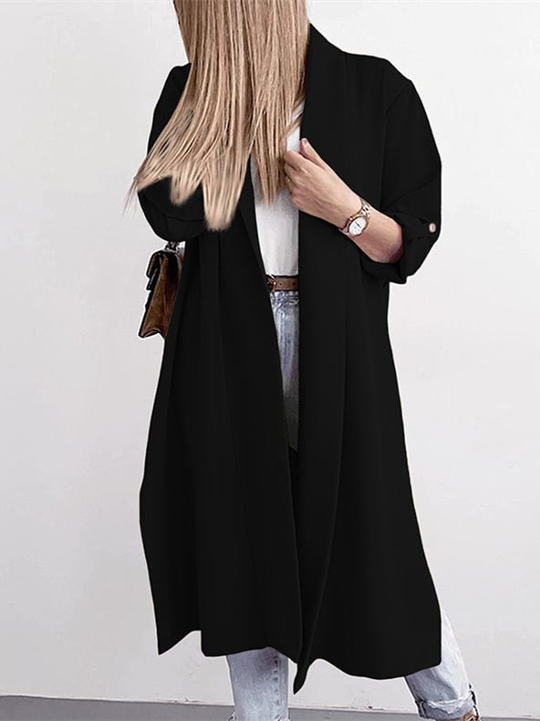 Women Long Sleeve Shirt Collar Soild Top Coats