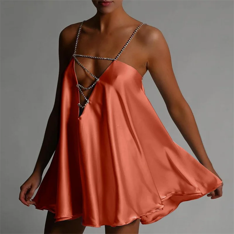 Uveng Uveng With Deep V-Neck-Loose Sling-Type Loose Dress