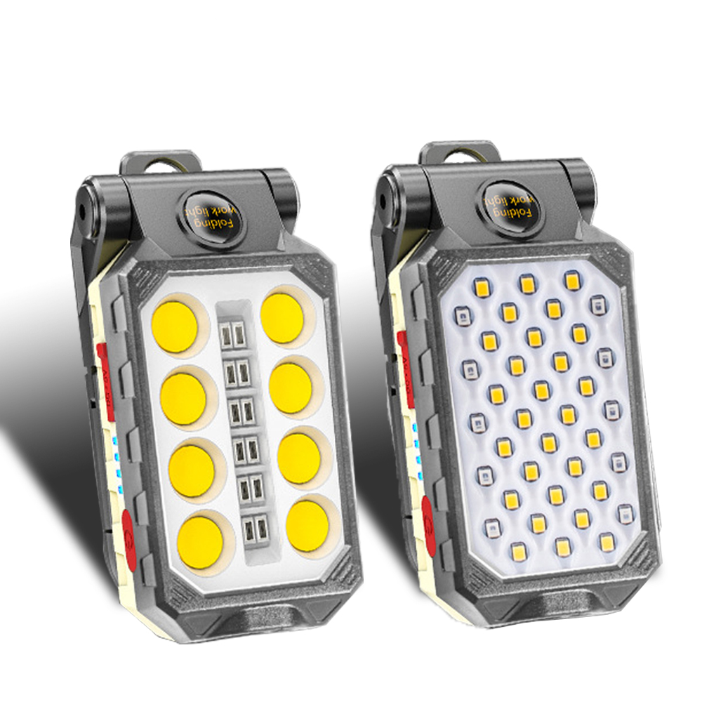 USB Rechargeable COB Work Light Portable LED Flashlight Adjustable Waterproof Camping Lantern Magnet Design with Power Display、、sdecorshop