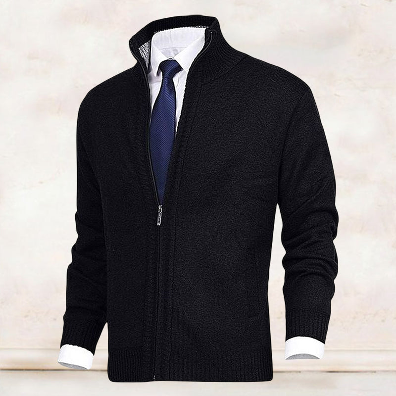 Men's Fashion Solid Color Stand Collar Cardigan Sweater Knit Jacket | 168DEAL