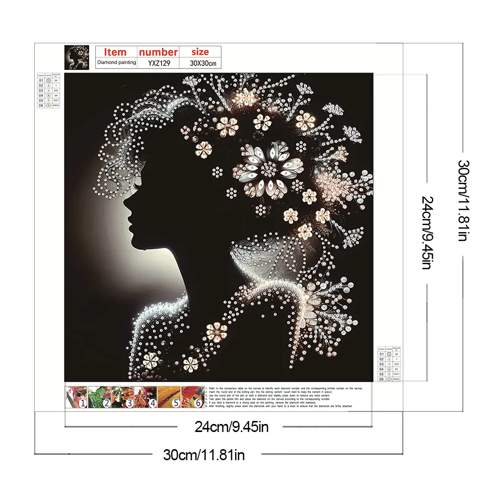 Diamond Painting - Partial Special Shaped Drill - Silhouette Woman(Canvas|30*30cm)