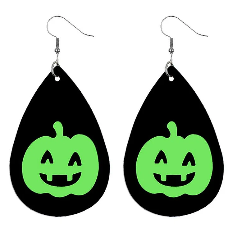 Earrings Halloween Elf Fluorescent Green Luminous Leather Earrings-Mayoulove