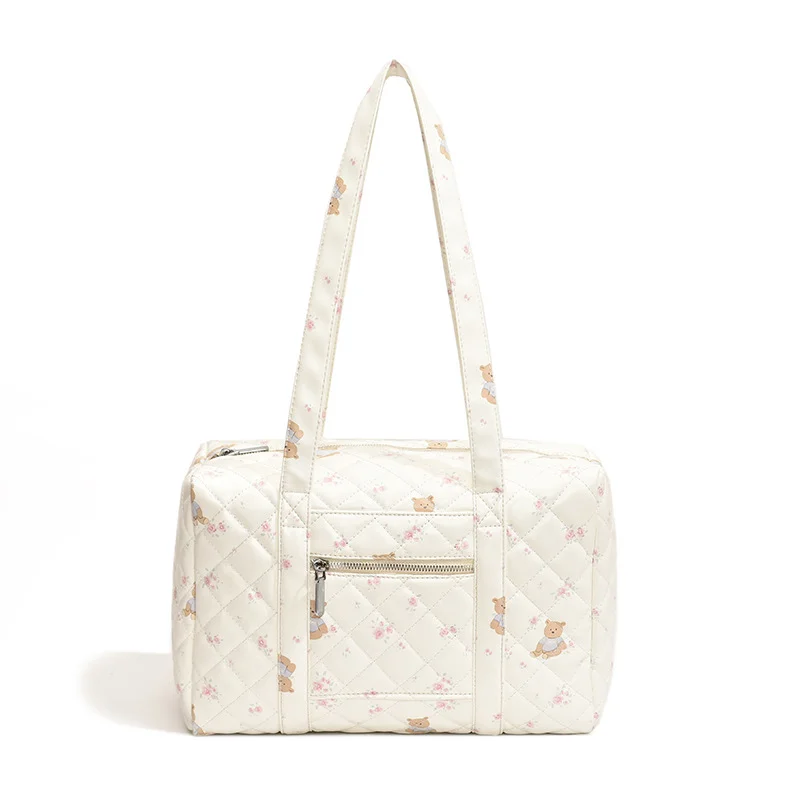 Pongl Pongl Capacity Travel Bag Bag Female 2024 Summer New Niche Pattern Travel Shoulder Bag Commuting Tote Bag