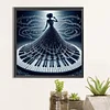 Peinture Diamant Piano Fille-Perceuse Ronde-40*40CM