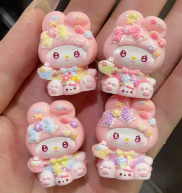 Pink Bunny Resin Charm Set 