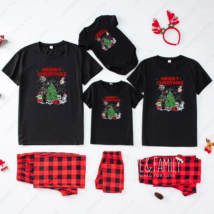 Merry Christmas Star Wars Short Sleeve Family Pajamas Sets