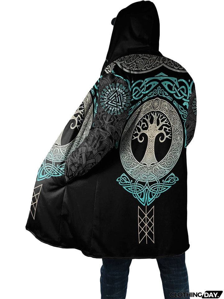 New Fashion Unisex Casual Warm Printed Thick Fleece Hooded Cloak