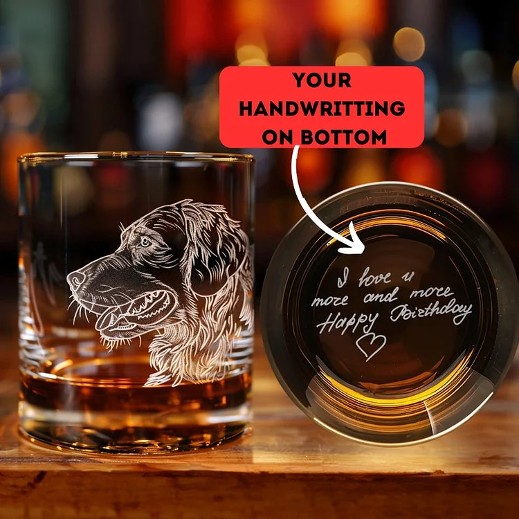 Personalized Pet Portrait on Whiskey Glass