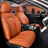 FLORICH Car Seat Covers Full Set, Leather Seat Covers for Cars, Orange Seat Cover, Waterproof Car Seat Cushion Universal Car Seat Protector Front Seats and Back Fit for Most Cars Trucks SUVs
