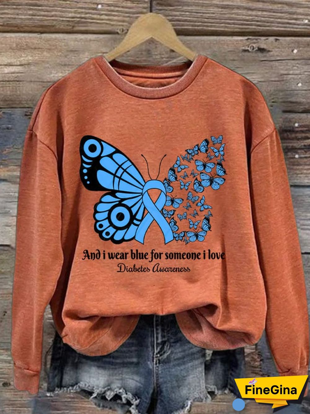 Diabetes Ladies Printed Long Sleeve Sweatshirt