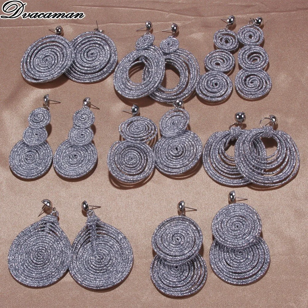 Dvacaman Bohemain Multilayer Round Alloy Drop Earrings Women 2019 New Trendy Maxi Earrings Statement Jewelry Party Gifts Female