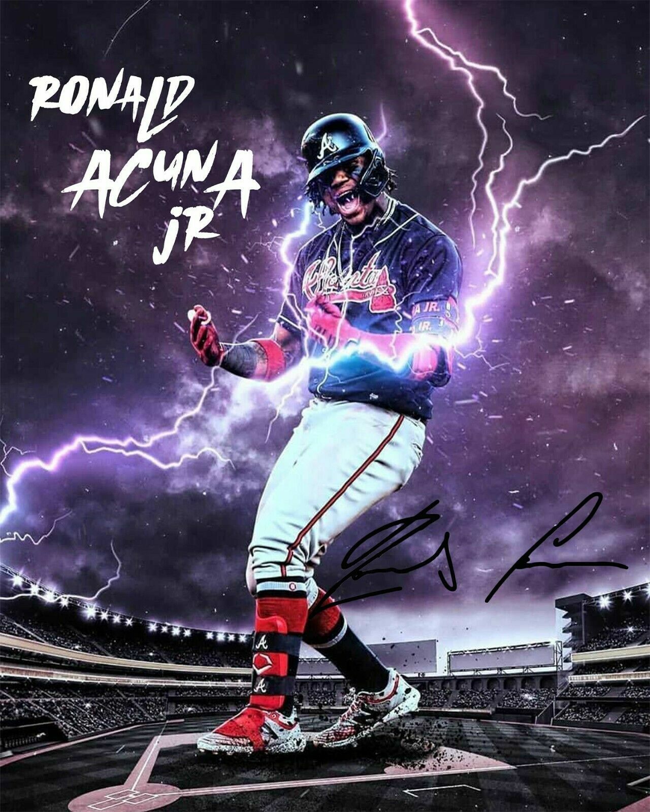 Ronald Acuna Jr Atlanta Braves Purple Thunder