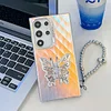Suitable for Samsung S24 series laser colorful water ripple butterfly bracket protective case (with bracelet)