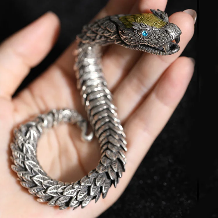 Silver Medusa Rattlesnake Domineering Bracelet