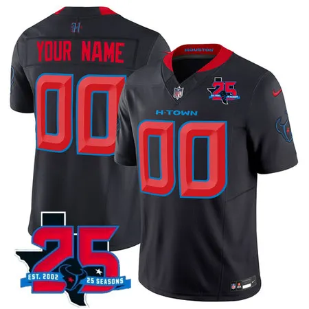 Men's Houston Texans Navy 2026 25th Anniversary Patch 2nd Alternate Vapor F.U.S.E. Limited Custom Jersey