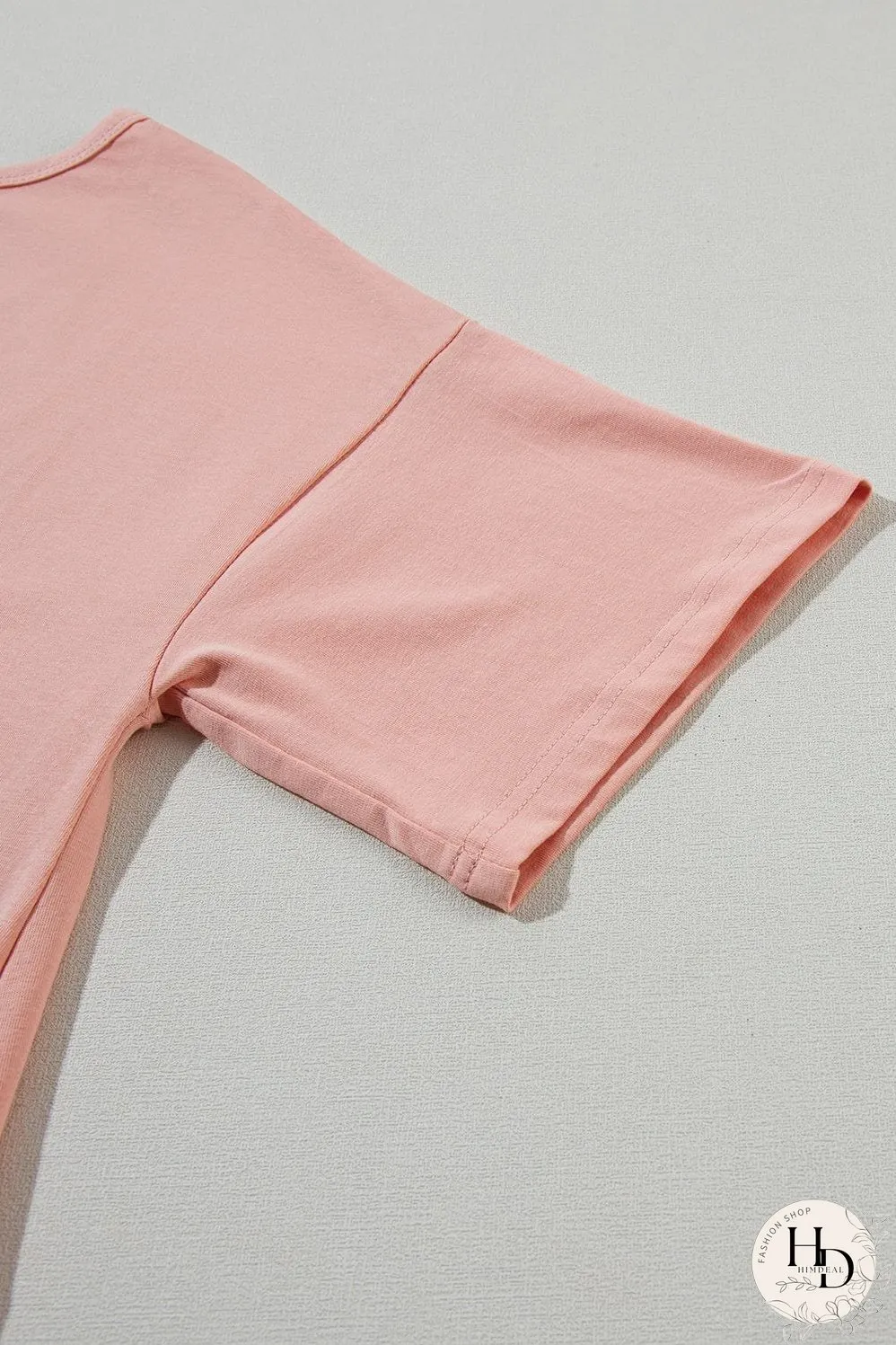 Apricot Pink Star Patch Graphic Tee with Studded Detail