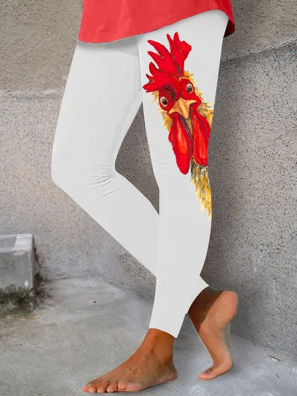 Women's Funny Rooster Print Yoga Leggings
