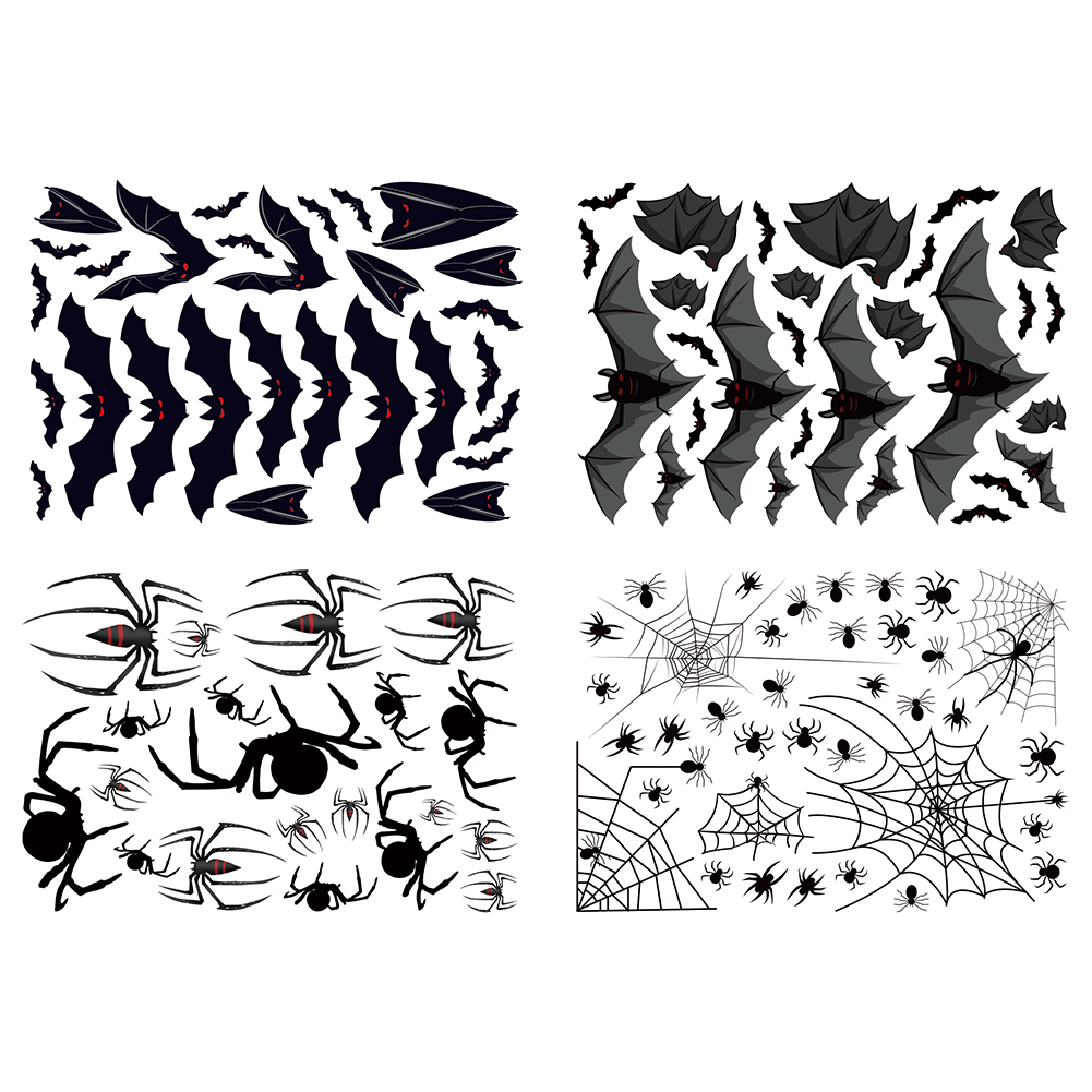 

Halloween Bat Spider PVC Wall Sticker Horror Paster Home Party Decoration, 501 Original