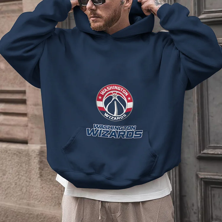 Washington Wizards Printed Hooded Pocket Pullover Hoodie
