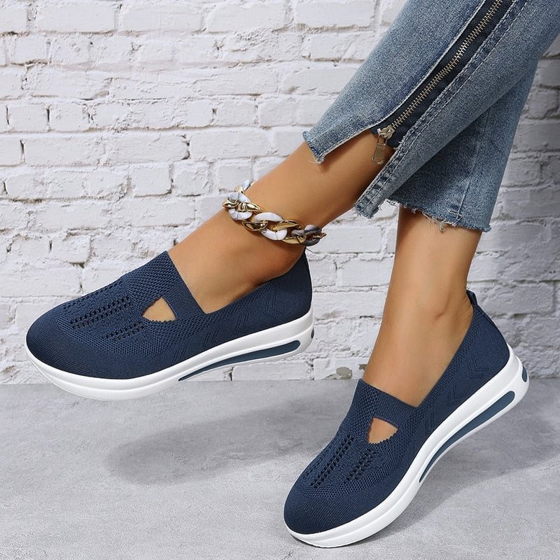 Women's Summer Mesh Breathable Flats Shoes Light Comfy Casual Shoes Woman Plus Size 43 Slip On Loafers Zapatillas Mujer