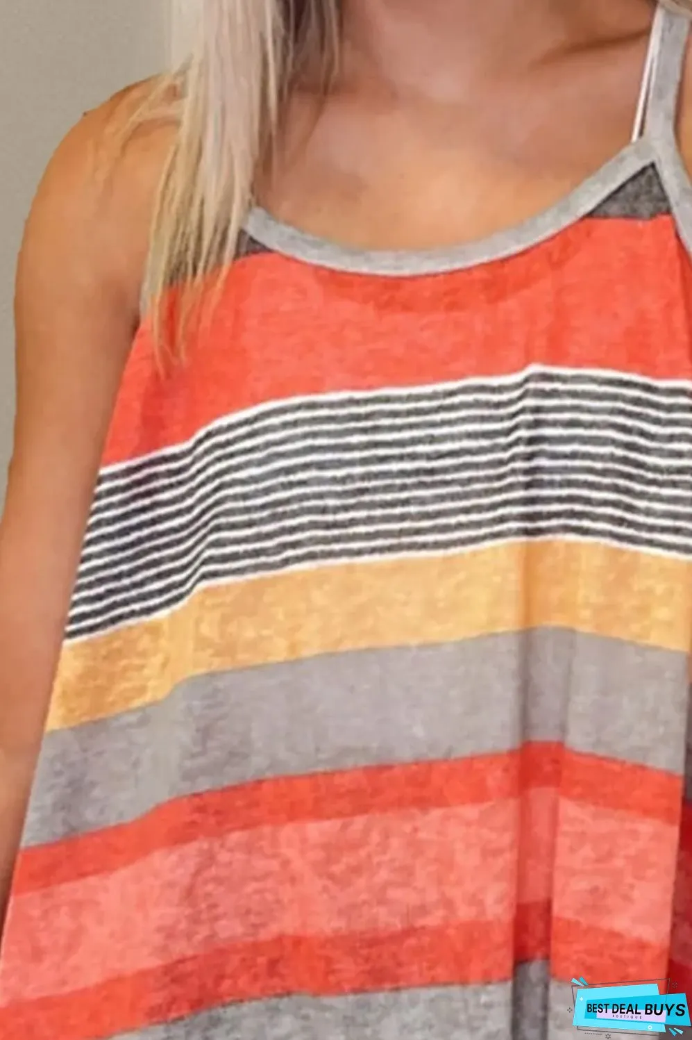 Color Block Round Neck Cami