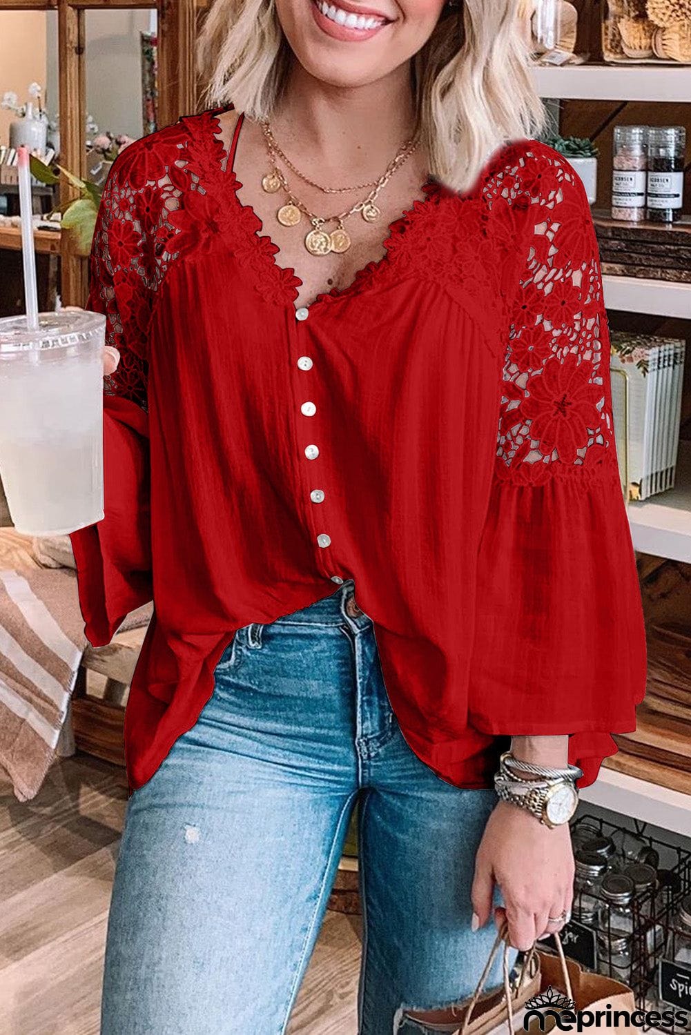 Crochet Lace Button Top