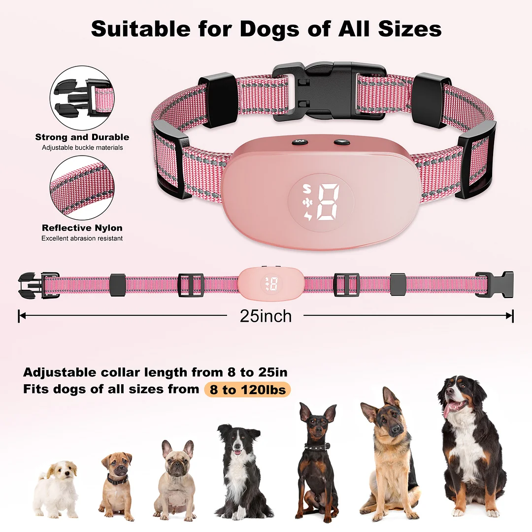 BEBANG Bark Collar for Dogs, 3 Modes Beep Vibrate Shock, Dog Shock Collar for Small Medium Large Dogs, Bark Collar for Dogs in Humane Effective Training Methods