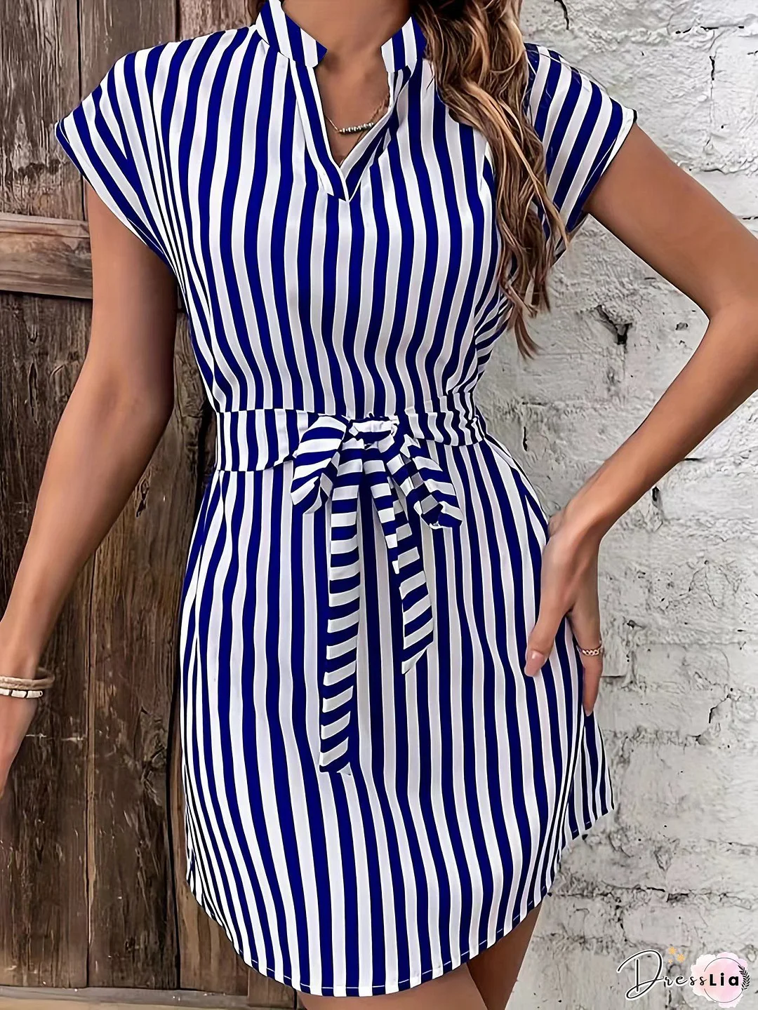 Short Sleeve Round Neck Plaid Mini Dress