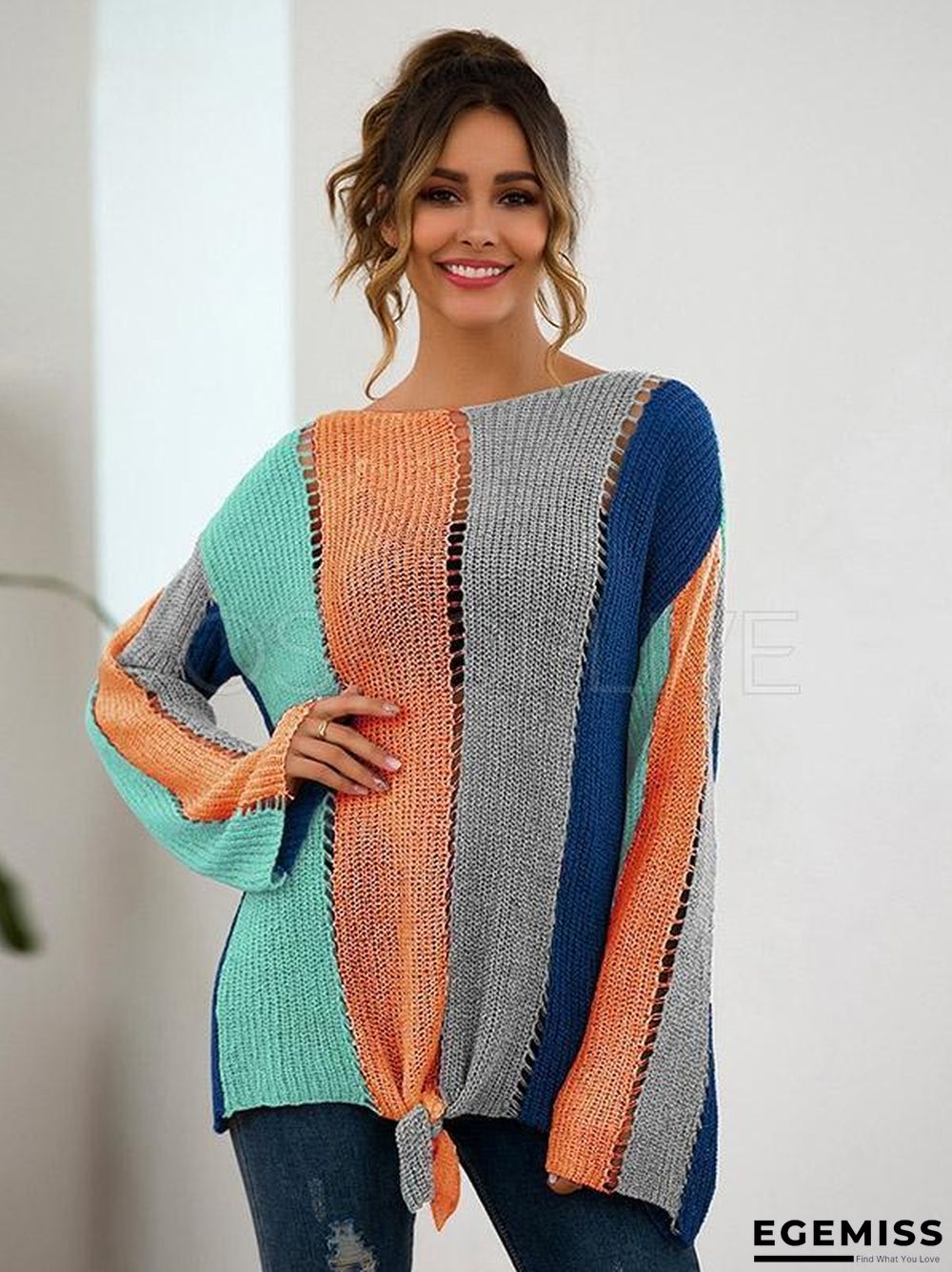 Color-block Loose Bandge Sweater | EGEMISS