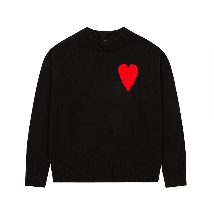 Autumn/winter Round Neck Heart-Shaped Jacquard Loose Sweater