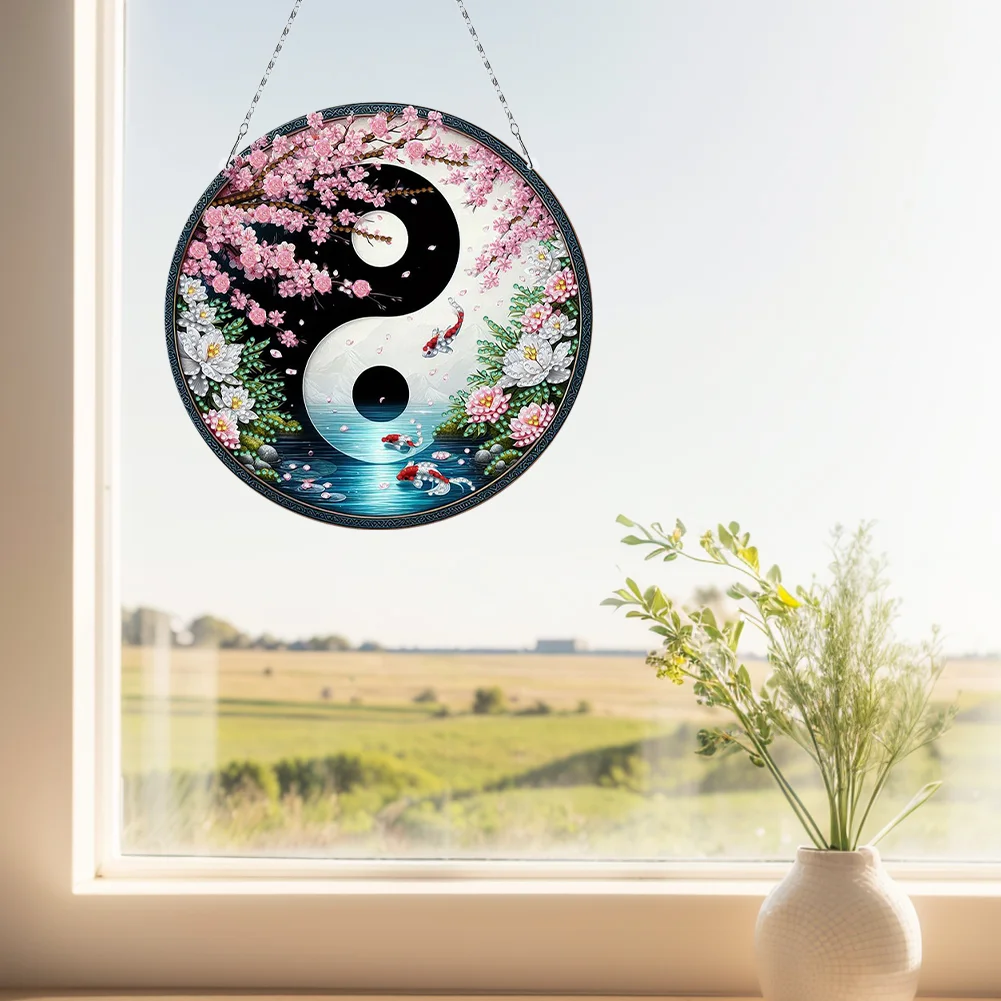 Fish Yin Yang 2D Flat DIY Diamond Painting Set Diamond Art Pendant Home Decor