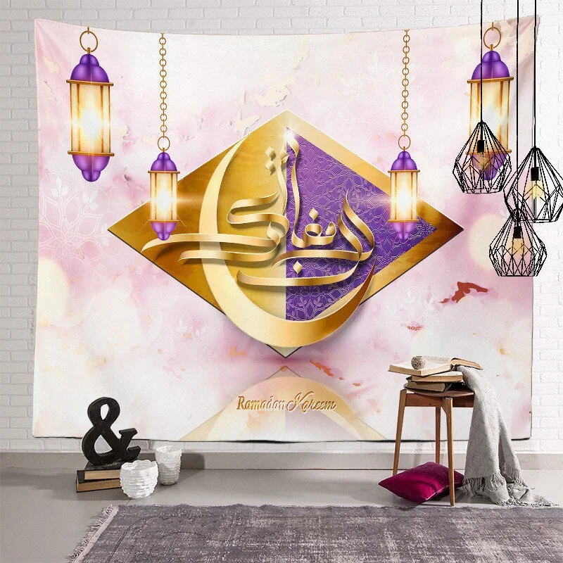 2021 Ramadan Decorations Home Tapestry Moon Star Eid Mubarak Wall Hanging Tapestries Decor Living Room Bedroom Background Decor