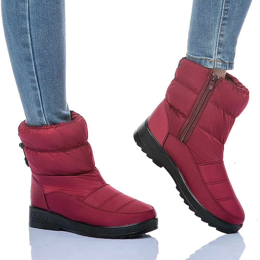 Winter Boots Women Plush Warm Ankle Boots Women WaterProof Snow Female Shoes Zipper Casual Flats Botas De Mujer