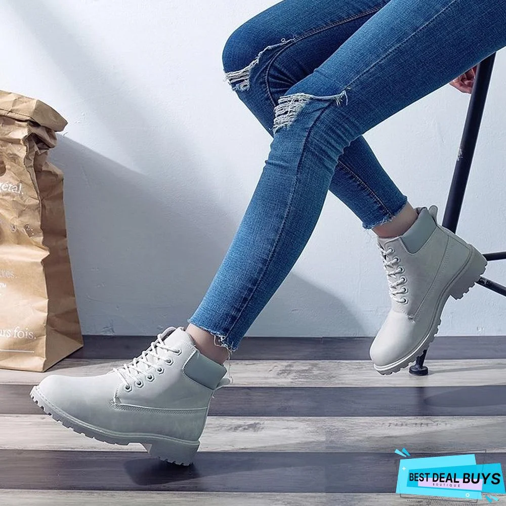 Autumn Early Winter Shoes Women Flat Heel Boots Fashion Keep warm Women's Boots Brand Woman Ankle Botas