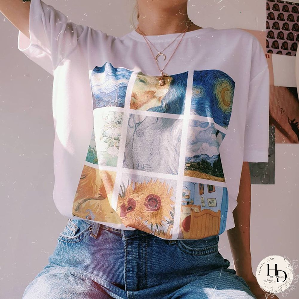 Vintage Round Neck Short Sleeve Fashion Print Tee