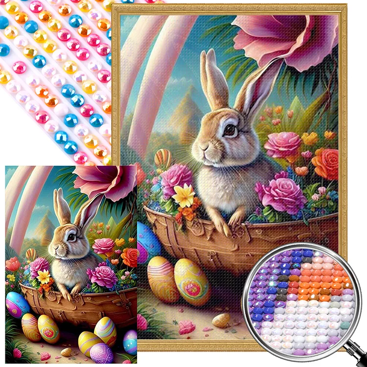 Partial AB Drill - Full Round Diamond Painting - Easter Bunny 40*60CM
