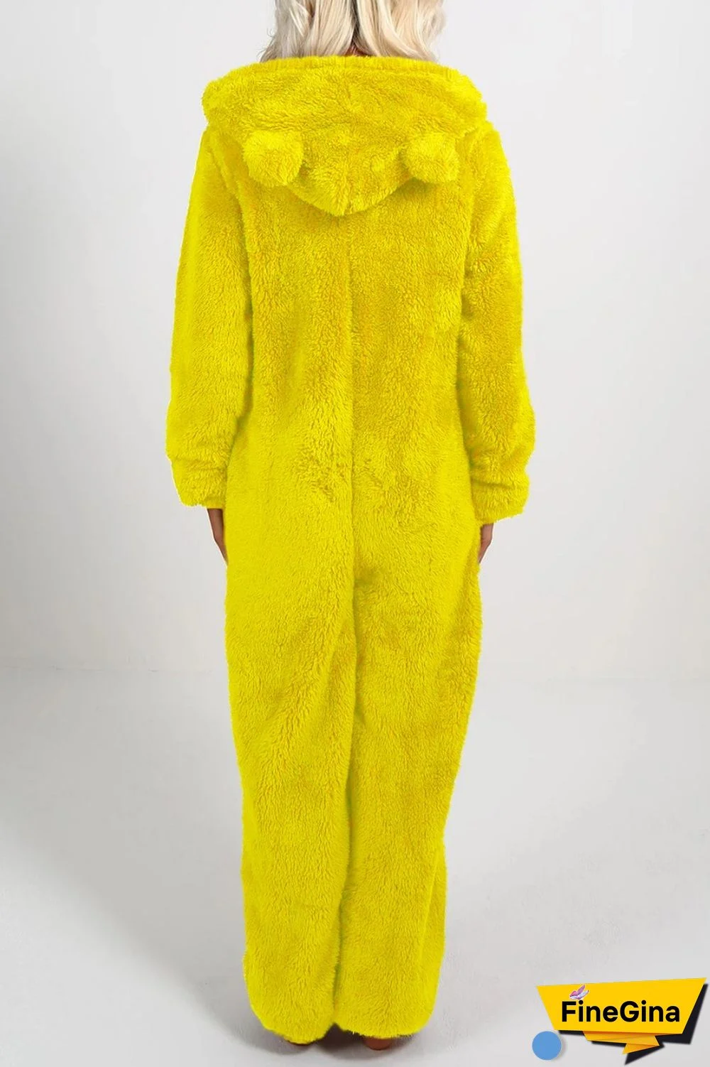 Yellow Casual Living Solid Patchwork Hooded Collar Regular Jumpsuits