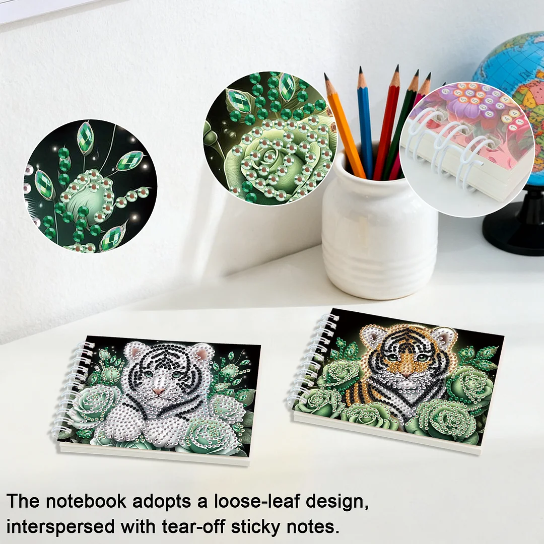 2 Pack Tiger DIY Diamond Art Spiral Notebook Kit 80Pages No Lines for Adults