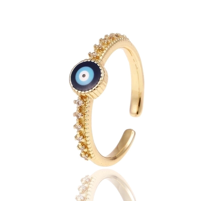 Fashion Enamel Drip Oil Evil Eye Retro Copper Tail Ring4