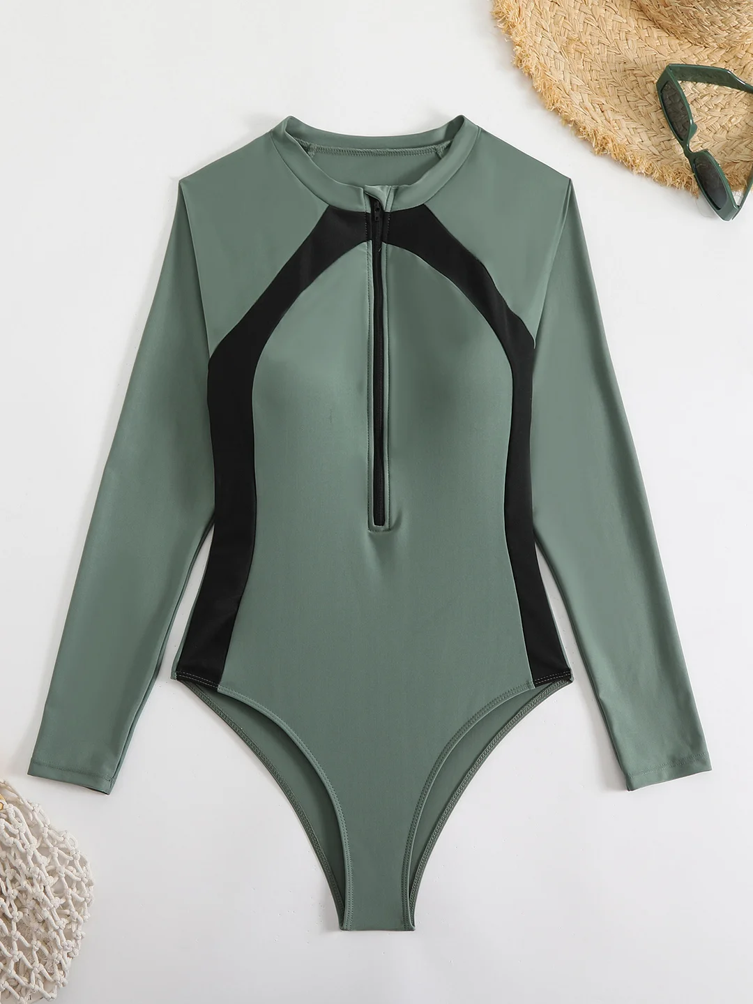 Uveng 2025 New Sexy Racing Surf Suit Color Conjoined Zipper Tight Body Repair Swimsuit Swimsuit Swimsuit