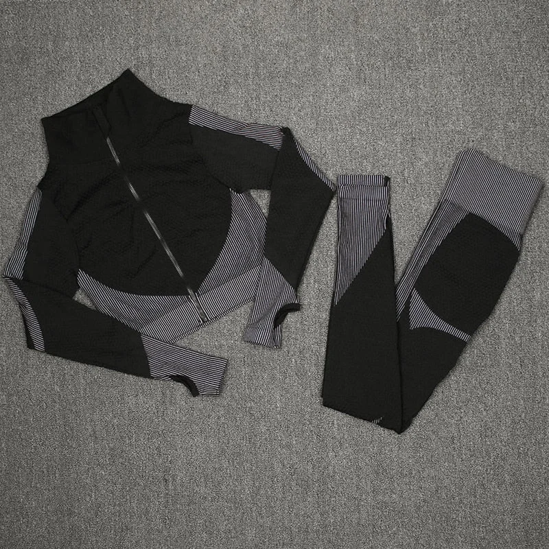 2pcs/3pcs Seamless Sport Sets Women High Stretchy Outdoor Running Gym suits for women Bra Leggings And Top two piece set women