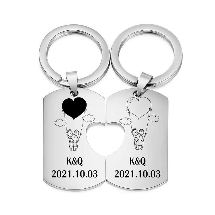 Personalized Couple Keychain Set Engrave Name Matching Couple Gifts