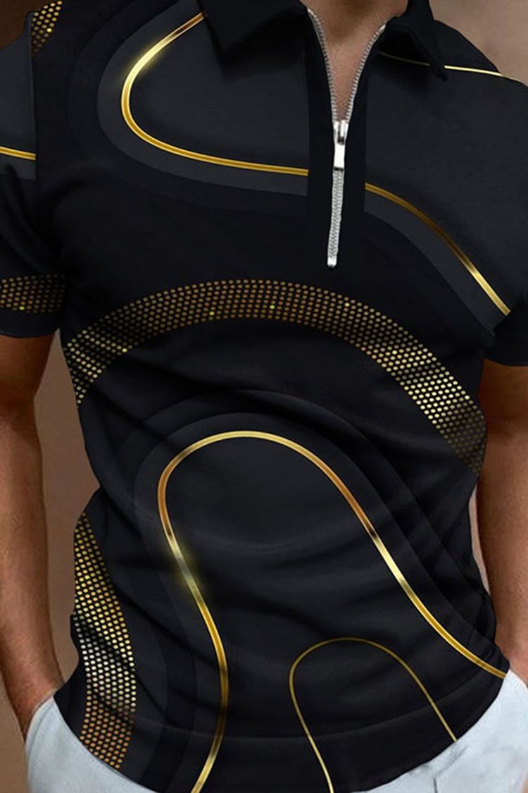 Tiboyz Men's Black Gold Trend Polo Shirt