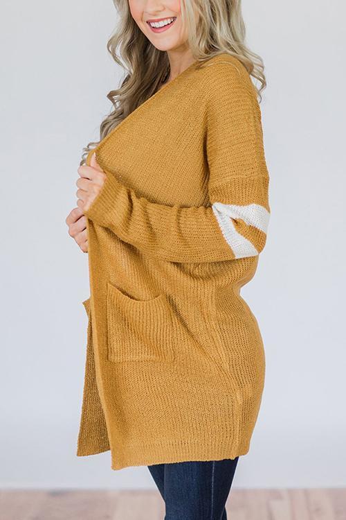 Striped Colorblock Long Sweater Cardigan