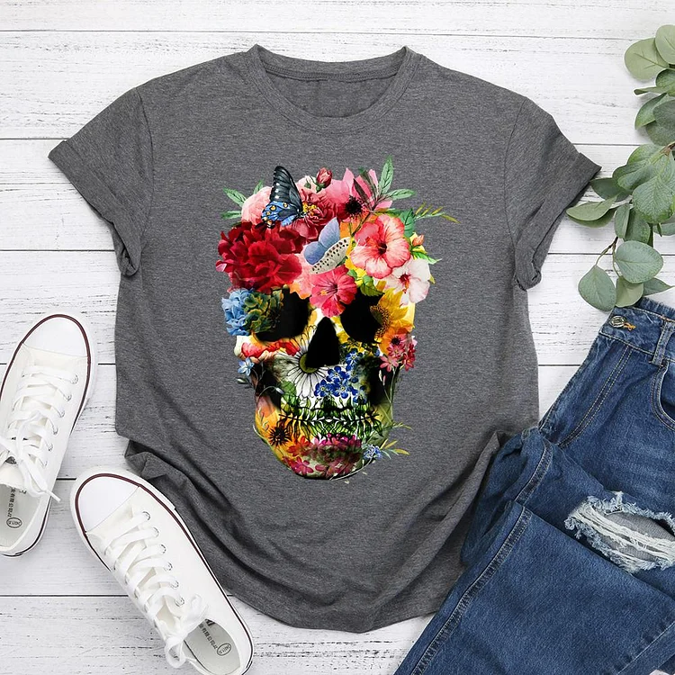 Floral Skull Dead Sugar Skull For Flower T-shirt Tee -06282-Annaletters