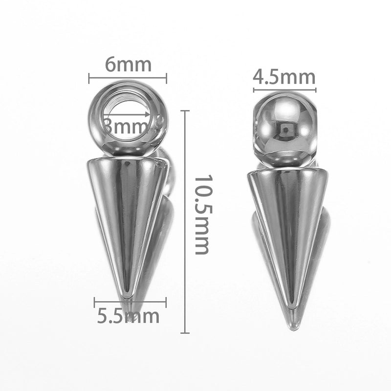10 PCS/Package 4*10.5mm 6*10.5mm 6 * 15mm Hole 2~2.9mm Hole 3~3.9mm 304 Stainless Steel Solid Color Polished Pendant