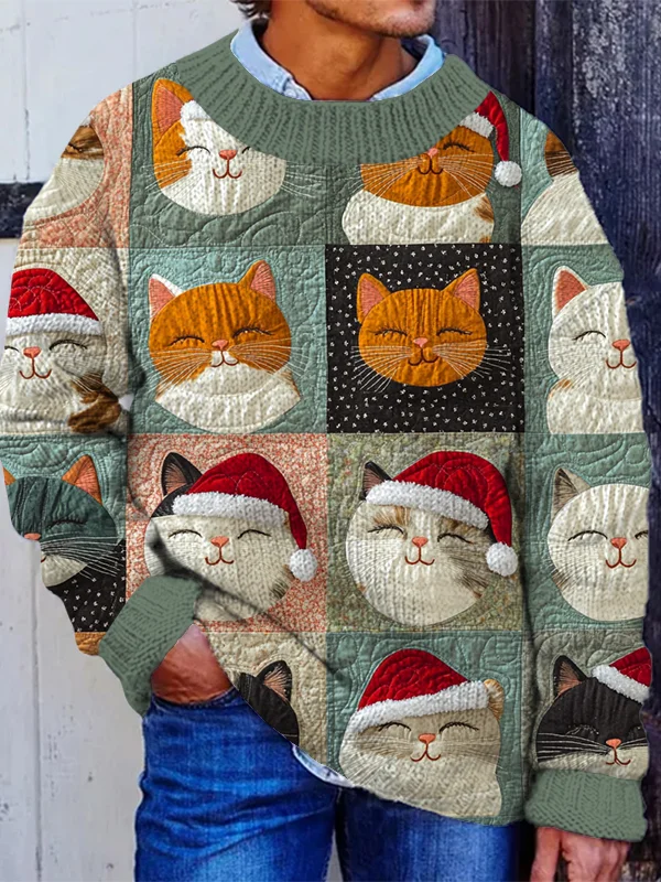 Mens christmas cat sweater best sale